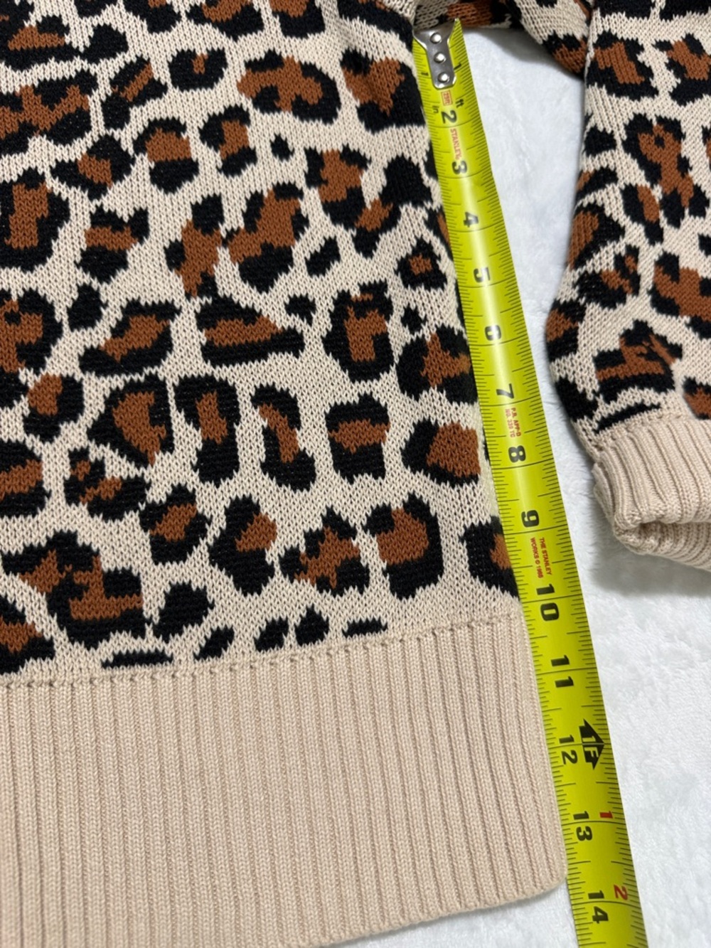 CAbi Leopard Print Cardigan Sweater - Cream/Tan/Black - Picture 12 of 12
